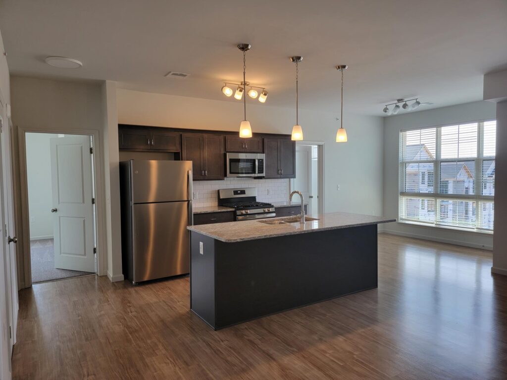 A kitchen in the new Union Summit Apartments